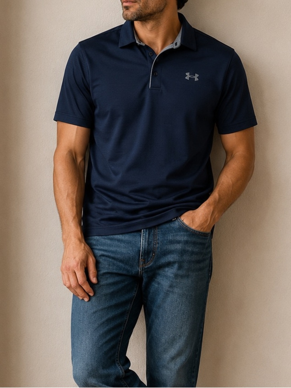 Under Armour Men’s Performance Polo Shirt Large Navy Blue Golf Athletic large